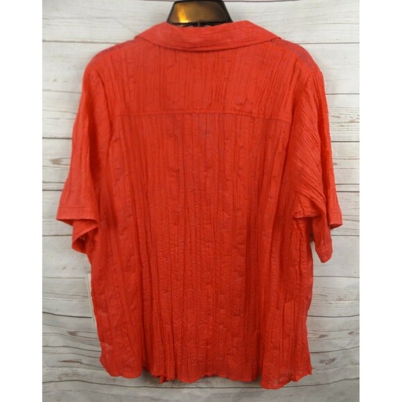 New Allison Daley Crinkle Burnout Shirt Top Size 22W Watermelon Short Sleeve - Picture 3 of 5